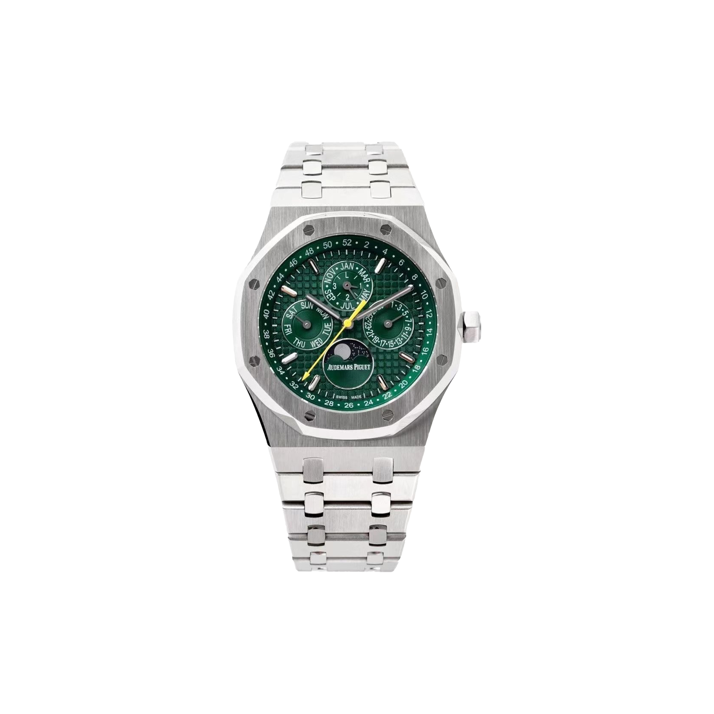 AUDEMARS PIGUET ROYAL OAK 'PERPETUAL CALENDAR' LIMITED EDITION STAINLESS STEEL WITH GREEN DIAL WATCH 26606ST.OO.1220ST.01